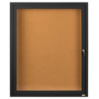 Aarco DCC3630RBK 36" x 30" Enclosed Hinged Locking 1 Door Powder Coated Black Finish Indoor Bulletin Board Cabinet