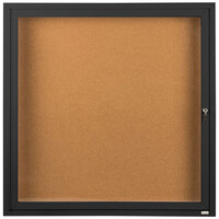 Aarco DCC3636RBK 36" x 36" Enclosed Hinged Locking 1 Door Powder Coated Black Finish Indoor Bulletin Board Cabinet