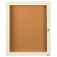 Aarco DCC3630RIV 36" x 30" Enclosed Hinged Locking 1 Door Powder Coated Ivory Finish Indoor Bulletin Board Cabinet