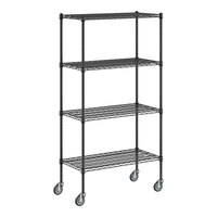 Regency 18" x 36" NSF Black Epoxy 4-Shelf Kit with 64" Posts and Casters