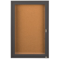 Aarco Enclosed Hinged Locking 1 Door Bronze Anodized Finish Indoor Bulletin Board Cabinet