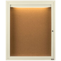 Aarco DCC3630RIIV 36" x 30" Enclosed Hinged Locking 1 Door Powder Coated Ivory Finish Indoor Lighted Bulletin Board Cabinet