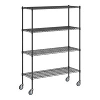 Regency 18" x 48" NSF Black Epoxy 4-Shelf Kit with 64" Posts and Casters