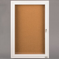 Aarco Enclosed Hinged Locking 1 Door Powder Coated White Finish Indoor Bulletin Board Cabinet