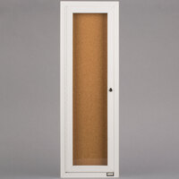 Aarco DCC3612RW 36" x 12" Enclosed Hinged Locking 1 Door Powder Coated White Finish Indoor Bulletin Board Cabinet