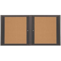 Aarco DCC3672RBA 36" x 72" Enclosed Hinged Locking 2 Door Bronze Anodized Finish Indoor Bulletin Board Cabinet