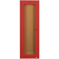 Aarco DCC3612RR 36" x 12" Enclosed Hinged Locking 1 Door Powder Coated Red Finish Indoor Bulletin Board Cabinet