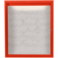 Aarco ODCC4836RIR 48" x 36" Enclosed Hinged Locking 1 Door Powder Coated Red Outdoor Lighted Bulletin Board Cabinet