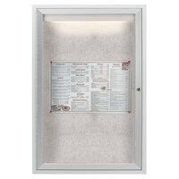 Aarco ODCC3624RI 36" x 24" Enclosed Hinged Locking 1 Door Satin Anodized Aluminum Finish Outdoor Lighted Bulletin Board Cabinet