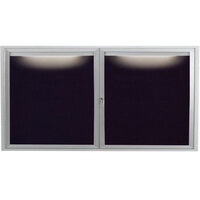 Aarco ADC3672I 36" x 72" Enclosed Hinged Locking 2 Door Satin Anodized Finish Aluminum Indoor Lighted Message Center with Black Letter Board