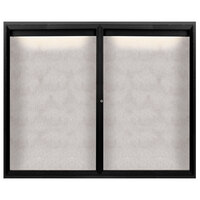 Aarco ODCC4860RIBK 48" x 60" Enclosed Hinged Locking 2 Door Powder Coated Black Outdoor Lighted Bulletin Board Cabinet