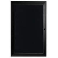 Aarco Enclosed Hinged Locking 1 Door Powder Coated Black Aluminum Indoor Message Center with Black Letter Board