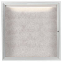 Aarco ODCC3636RI 36" x 36" Enclosed Hinged Locking 1 Door Satin Anodized Aluminum Finish Outdoor Lighted Bulletin Board Cabinet