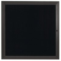 Aarco ADC3636BA 36" x 36" Enclosed Hinged Locking 1 Door Bronze Anodized Aluminum Indoor Message Center with Black Letter Board