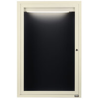 Aarco ADC3630IIV 36" x 30" Enclosed Hinged Locking 1 Door Powder Coated Ivory Aluminum Indoor Lighted Message Center with Black Letter Board