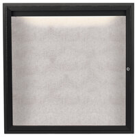 Aarco ODCC3636RIBK 36" x 36" Enclosed Hinged Locking 1 Door Powder Coated Black Outdoor Lighted Bulletin Board Cabinet