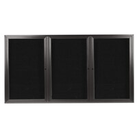 Aarco ADC4896-3BA 48" x 96" Enclosed Hinged Locking 3 Door Bronze Anodized Aluminum Indoor Message Center with Black Letter Board