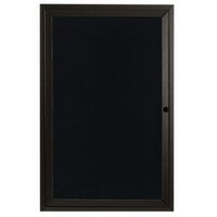 Aarco ADC2418BK 24" x 18" Enclosed Hinged Locking 1 Door Powder Coated Black Aluminum Indoor Message Center with Black Letter Board