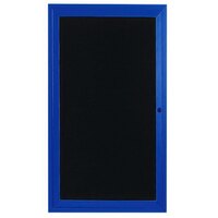 Aarco ADC3612B 36" x 12" Enclosed Hinged Locking 1 Door Powder Coated Blue Aluminum Indoor Message Center with Black Letter Board