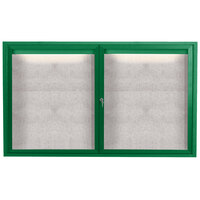 Aarco ODCC3660RIG 36" x 60" Enclosed Hinged Locking 2 Door Powder Coated Green Outdoor Lighted Bulletin Board Cabinet