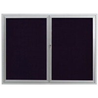 Aarco Enclosed Hinged Locking 2 Door Satin Anodized Finish Aluminum Indoor Message Center with Black Letter Board