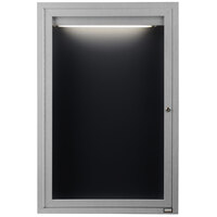 Aarco ADC4836I 48" x 36" Enclosed Hinged Locking 1 Door Satin Anodized Finish Aluminum Indoor Lighted Message Center with Black Letter Board