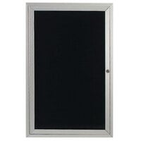 Aarco ADC3630 36" x 30" Enclosed Hinged Locking 1 Door Satin Anodized Finish Aluminum Indoor Message Center with Black Letter Board