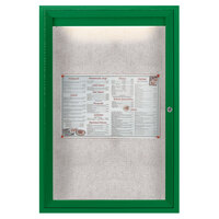 Aarco ODCC3624RIG 36" x 24" Enclosed Hinged Locking 1 Door Powder Coated Green Outdoor Lighted Bulletin Board Cabinet