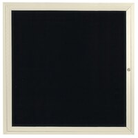 Aarco ADC3636IV 36" x 36" Enclosed Hinged Locking 1 Door Powder Coated Ivory Aluminum Indoor Message Center with Black Letter Board