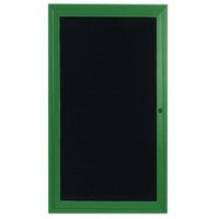 Aarco ADC3612G 36" x 12" Enclosed Hinged Locking 1 Door Powder Coated Green Aluminum Indoor Message Center with Black Letter Board