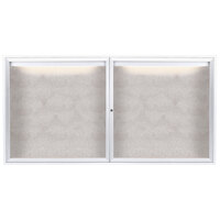 Aarco ODCC3672RIW 36" x 72" Enclosed Hinged Locking 2 Door Powder Coated White Outdoor Lighted Bulletin Board Cabinet