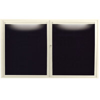Aarco ADC3660IIV 36" x 60" Enclosed Hinged Locking 2 Door Powder Coated Ivory Aluminum Indoor Lighted Message Center with Black Letter Board