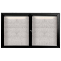 Aarco ODCC3660RIBK 36" x 60" Enclosed Hinged Locking 2 Door Powder Coated Black Outdoor Lighted Bulletin Board Cabinet