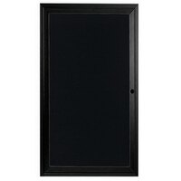 Aarco ADC3612BK 36" x 12" Enclosed Hinged Locking 1 Door Powder Coated Black Aluminum Indoor Message Center with Black Letter Board