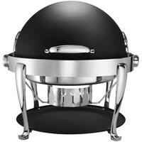 Bon Chef 19000CH-NERO Elite Round 8 Qt. Dripless Nero Finish with Chrome Accents Roll Top Chafer with Roman Legs