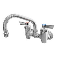 Fisher 36130 Backsplash Mounted Faucet with 4" Centers, 12" Swing Nozzle, 2.2 GPM Full-Flow Laminar Aerator, and Lever Handles