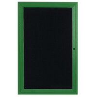 Aarco ADC4836G 48" x 36" Enclosed Hinged Locking 1 Door Powder Coated Green Aluminum Indoor Message Center with Black Letter Board