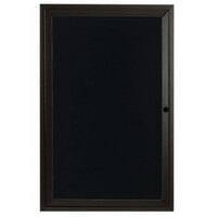 Aarco ADC3630BK 36" x 30" Enclosed Hinged Locking 1 Door Powder Coated Black Aluminum Indoor Message Center with Black Letter Board