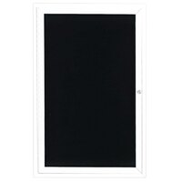 Aarco ADC3630W 36" x 30" Enclosed Hinged Locking 1 Door Powder Coated White Aluminum Indoor Message Center with Black Letter Board