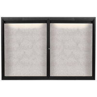 Aarco ODCC4872RIBK 48" x 72" Enclosed Hinged Locking 2 Door Powder Coated Black Outdoor Lighted Bulletin Board Cabinet
