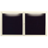 Aarco ADC3672IIV 36" x 72" Enclosed Hinged Locking 2 Door Powder Coated Ivory Aluminum Indoor Lighted Message Center with Black Letter Board