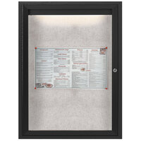 Aarco Enclosed Hinged Locking 1 Door Powder Coated Black Outdoor Lighted Bulletin Board Cabinet