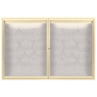 Aarco ODCC4872RIIV 48" x 72" Enclosed Hinged Locking 2 Door Powder Coated Ivory Outdoor Lighted Bulletin Board Cabinet
