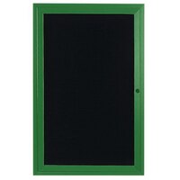 Aarco ADC3624G 36" x 24" Enclosed Hinged Locking 1 Door Powder Coated Green Aluminum Indoor Message Center with Black Letter Board