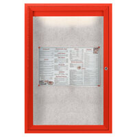 Aarco ODCC3624RIR 36" x 24" Enclosed Hinged Locking 1 Door Powder Coated Red Outdoor Lighted Bulletin Board Cabinet