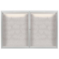 Aarco ODCC4872RI 48" x 72" Enclosed Hinged Locking 2 Door Satin Anodized Aluminum Finish Outdoor Lighted Bulletin Board Cabinet
