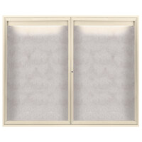 Aarco ODCC4860RIIV 48" x 60" Enclosed Hinged Locking 2 Door Powder Coated Ivory Outdoor Lighted Bulletin Board Cabinet