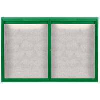 Aarco ODCC4872RIG 48" x 72" Enclosed Hinged Locking 2 Door Powder Coated Green Outdoor Lighted Bulletin Board Cabinet