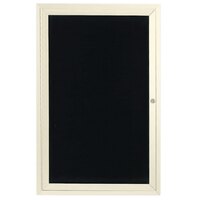 Aarco ADC2418G 24" x 18" Enclosed Hinged Locking 1 Door Powder Coated Ivory Aluminum Indoor Message Center with Black Letter Board