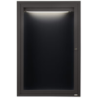 Aarco ADC4836IBA 48" x 36" Enclosed Hinged Locking 1 Door Bronze Anodized Aluminum Indoor Lighted Message Center with Black Letter Board
